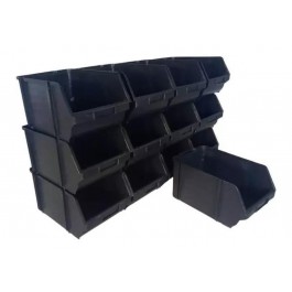 Kit 49 Caixa Box Gaveteiro Industrial Bin Preto N°7 16x22x30