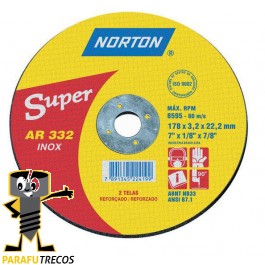 Disco de corte inox 7" x 1/8" x 7/8" AR 332 - Norton