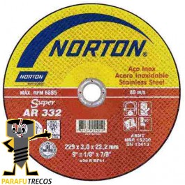 Disco de corte inox 9" x 1/8" x 7/8" AR 332 - Norton