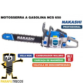 Motosserra Gasolina 65cc Sabre 20"Pol-500mm Nakashi NCS650