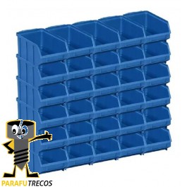 Kit 20 Caixa Box Gaveteiro Industrial Bin Azul n3 8x10x16cm