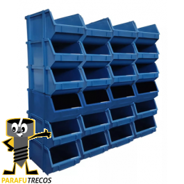 Kit 12 Caixa Box Gaveteiro Industrial Bin Azul N°7 16x22x30