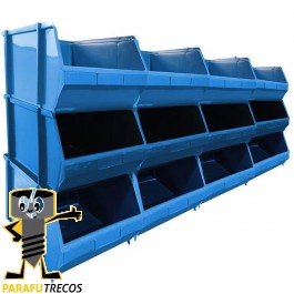 Kit 3 Caixa Box Gaveteiro Industrial Bin Azul N°8 19x31x41cm