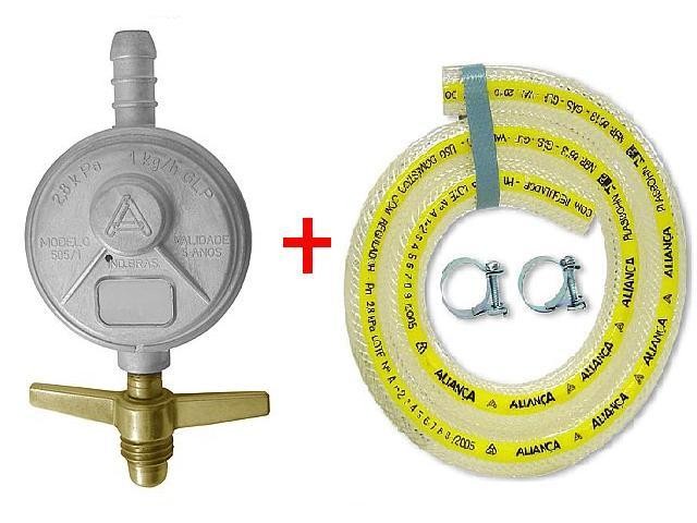Regulador doméstico para gás com magueira 01kg Ref. 505/01 BT 80cm - Aliança