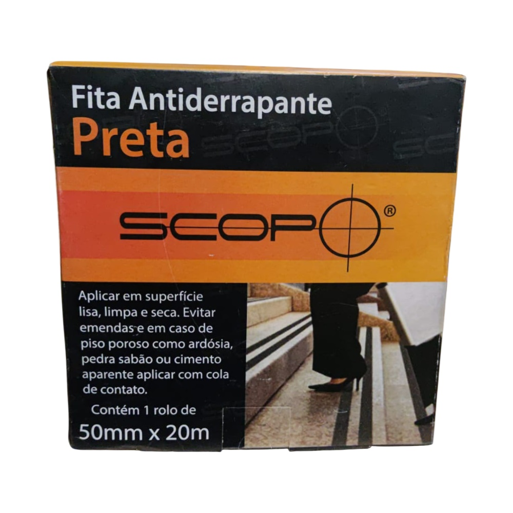 Fita Sinalização Antiderrapante Preta 50mmx20m Scopo