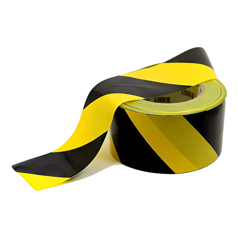 Fita Sinalização Plástica Preta Amarela 70mmx200m Plastcor