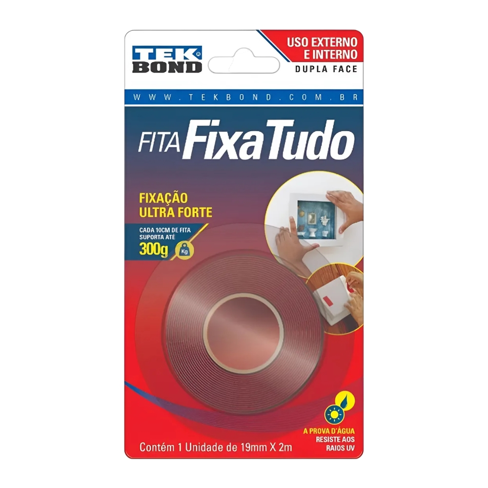 Fita Dupla Face Transparente Fixa Tudo 12mmx2m Tekbond
