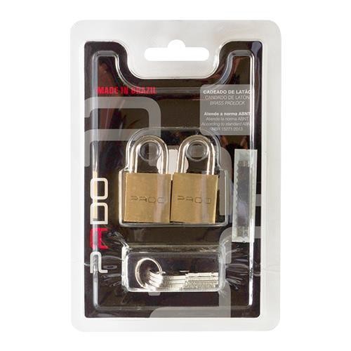 Cadeado em latão 20 mm com mesmo segredo 2 unidades LT-20