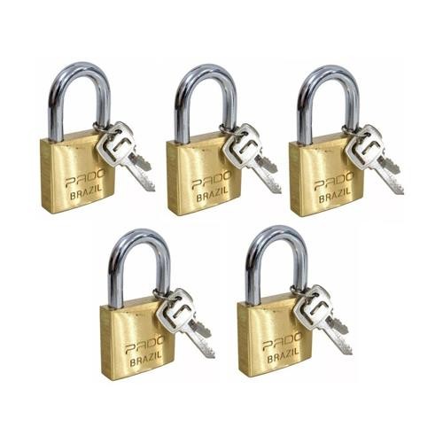 Cadeado em latão 50 mm com mesmo segredo 5 unidades LT-50