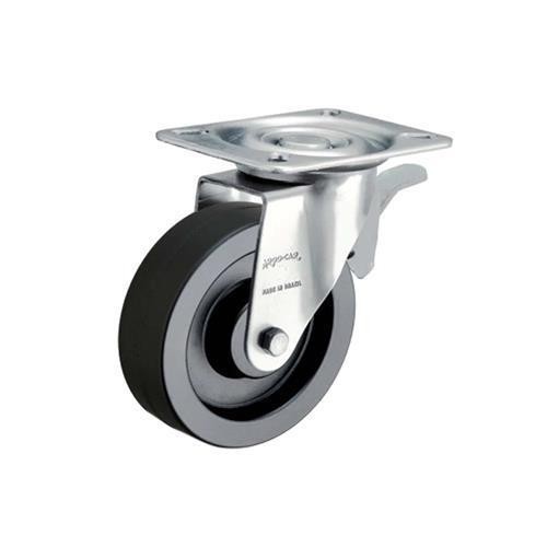 Rodízio preto de nylon giratório com freio 5" GLROA 514 BIN