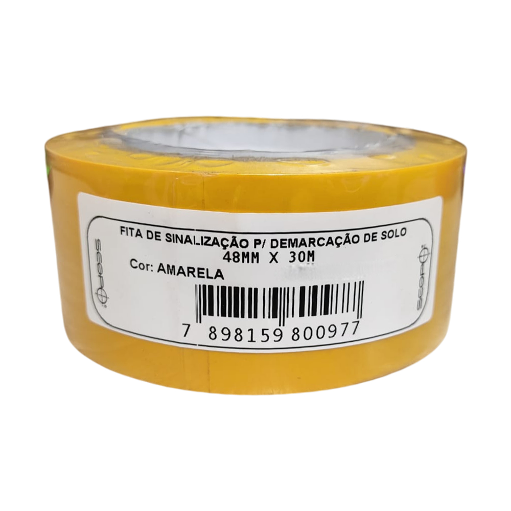 Fita Sinalização Demarcação Solo Amarelo 48mm x 30m Scopo