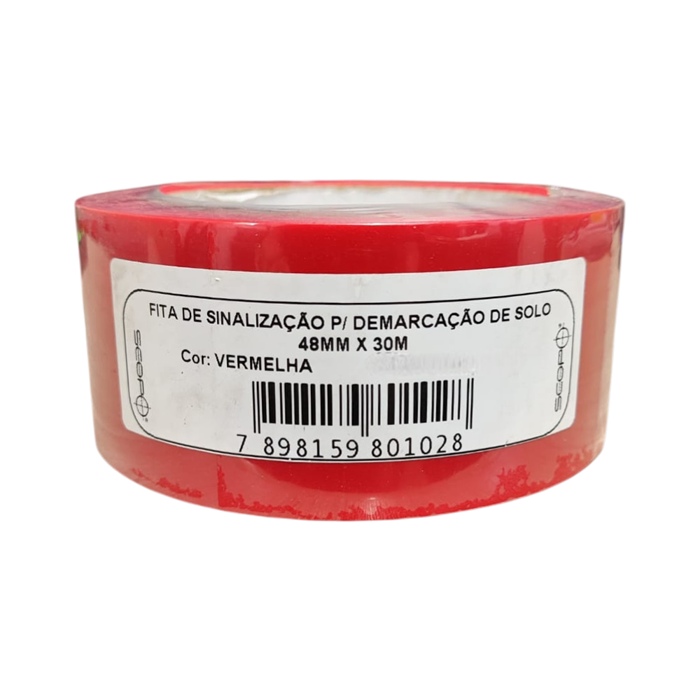 Fita Sinalização Demarcação Solo Vermelha 48mm x 30m Scopo