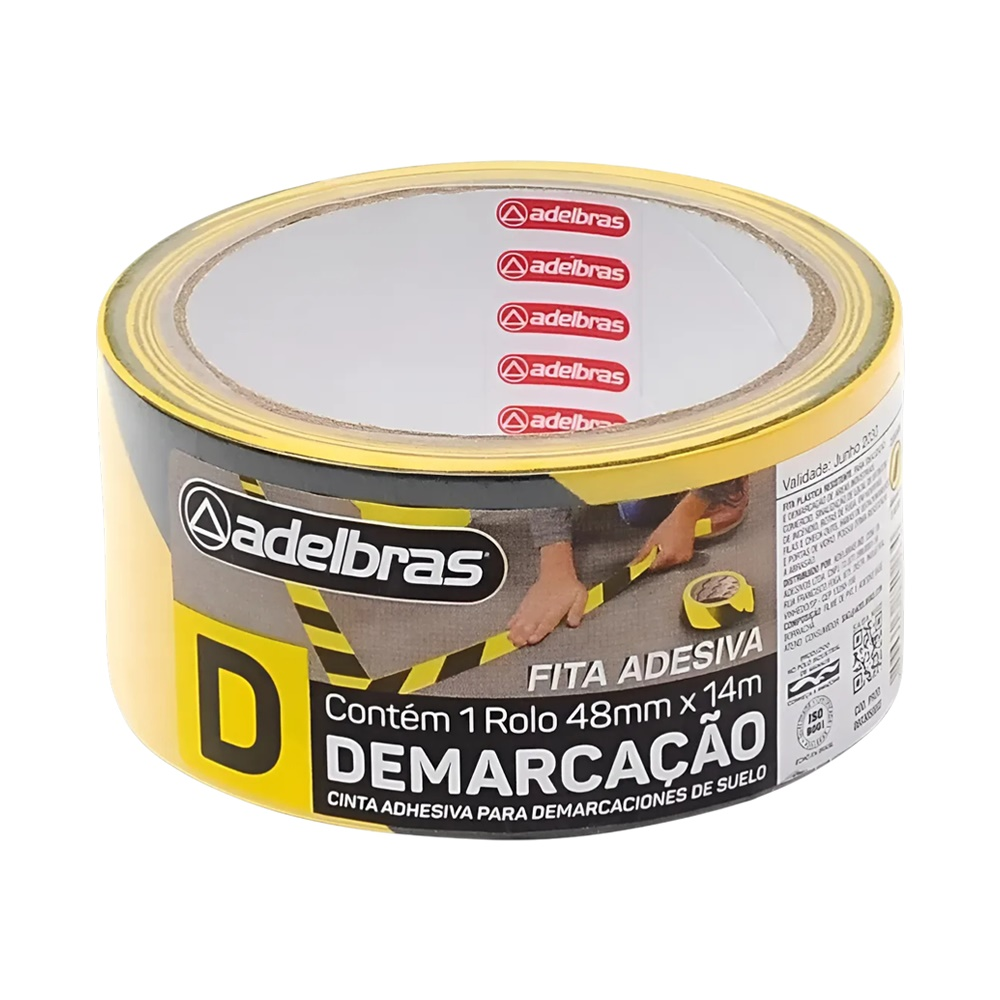 Fita Sinalização Demarcação Zebrada 48mmx14m Adelbras