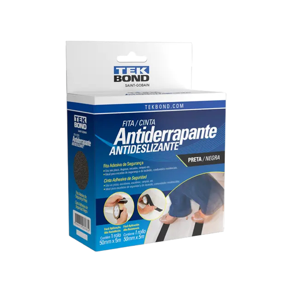 Fita Sinalização Antiderrapante Preta 50mmx5m Tekbond