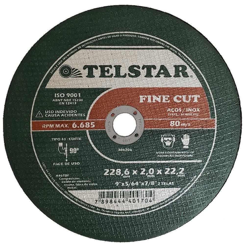 Disco Corte Inox 230mm Fino Esmerilhadeira 9"Telstar FineCut