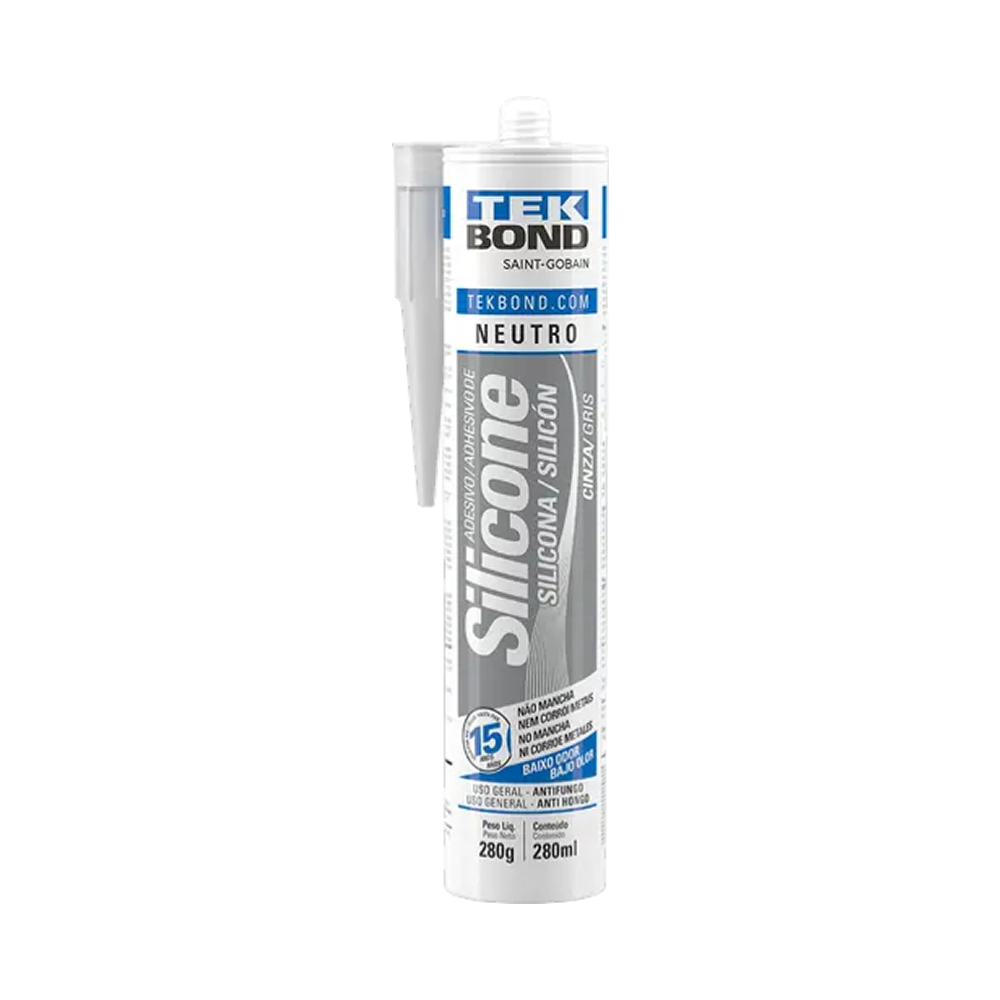 Tubo Silicone Acético Cinza Neutro Uso Geral 280g Tekbond