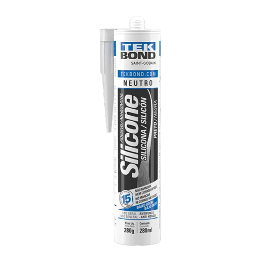 Tubo Silicone Acético Preto Neutro Uso Geral 280g Tekbond