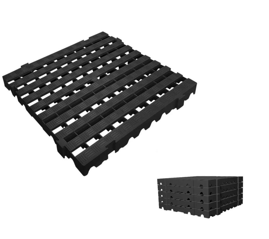 Kit 4 Estrado Piso Plastico Encaixe Preto Pesado 50x50x4,5cm