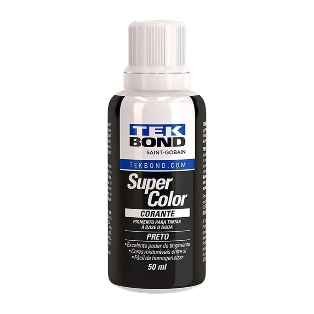 Corante Liquido 50ml Preto Super Color Tekbond