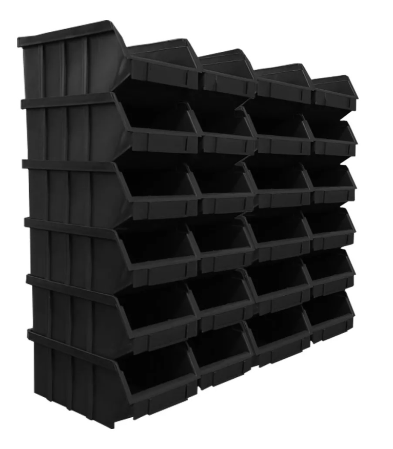 Kit 144 Caixas Box Gaveteiro Industrial Preta N°3 8x10x16cm
