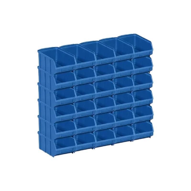 Kit 16 Caixa Box Gaveteiro Industrial Bin Azul N°4 9X13X19CM