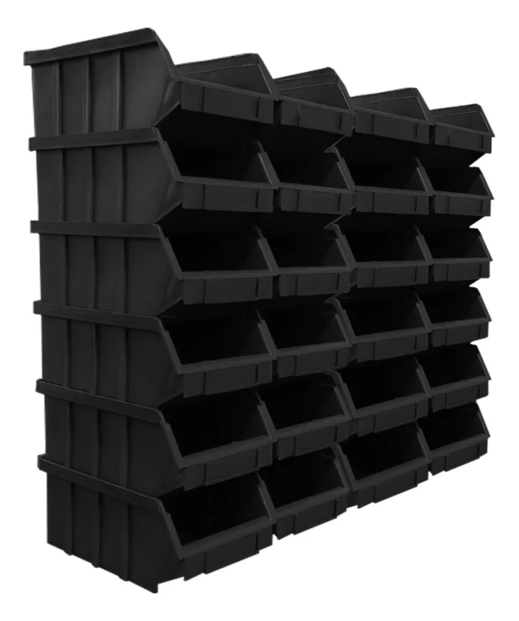Kit 104 Caixa Box Gaveteiro Industria Bin Preta n4 9X13X19CM