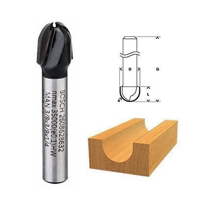 Fresa haste 1/4" ponta U 3/8"-9,5mm - Bosch 2608628632