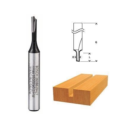 Fresa haste 1/4 Paralela Simples 1/8-3,25mm Bosch 2608628427