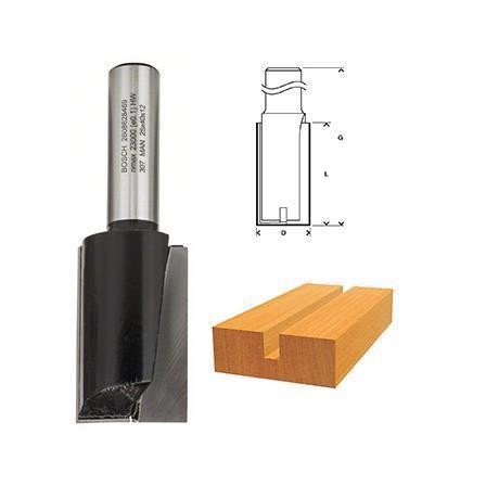 Fresa haste 12mm paralela dupla 25mm - Bosch 2608628469