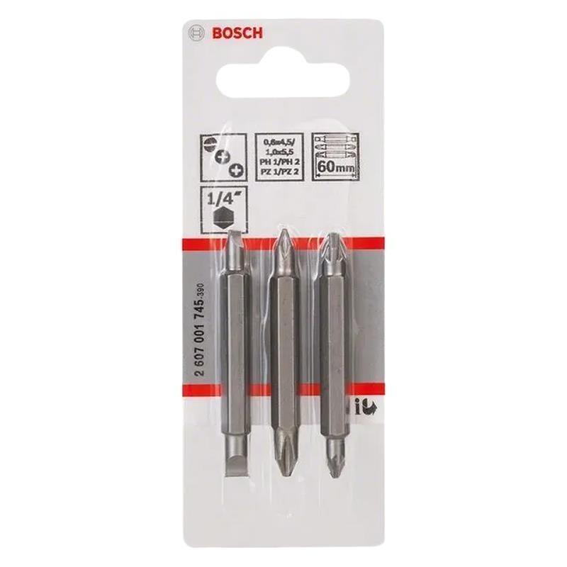 JOGO PONTAS BIT DUPLO 3PC 60MM FE+PH+PZ BOSCH 2607001745