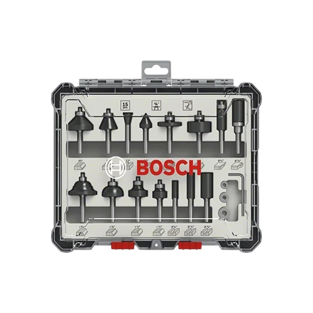 Jogo de fresas haste 1/4" 15pc - Bosch 2607017473
