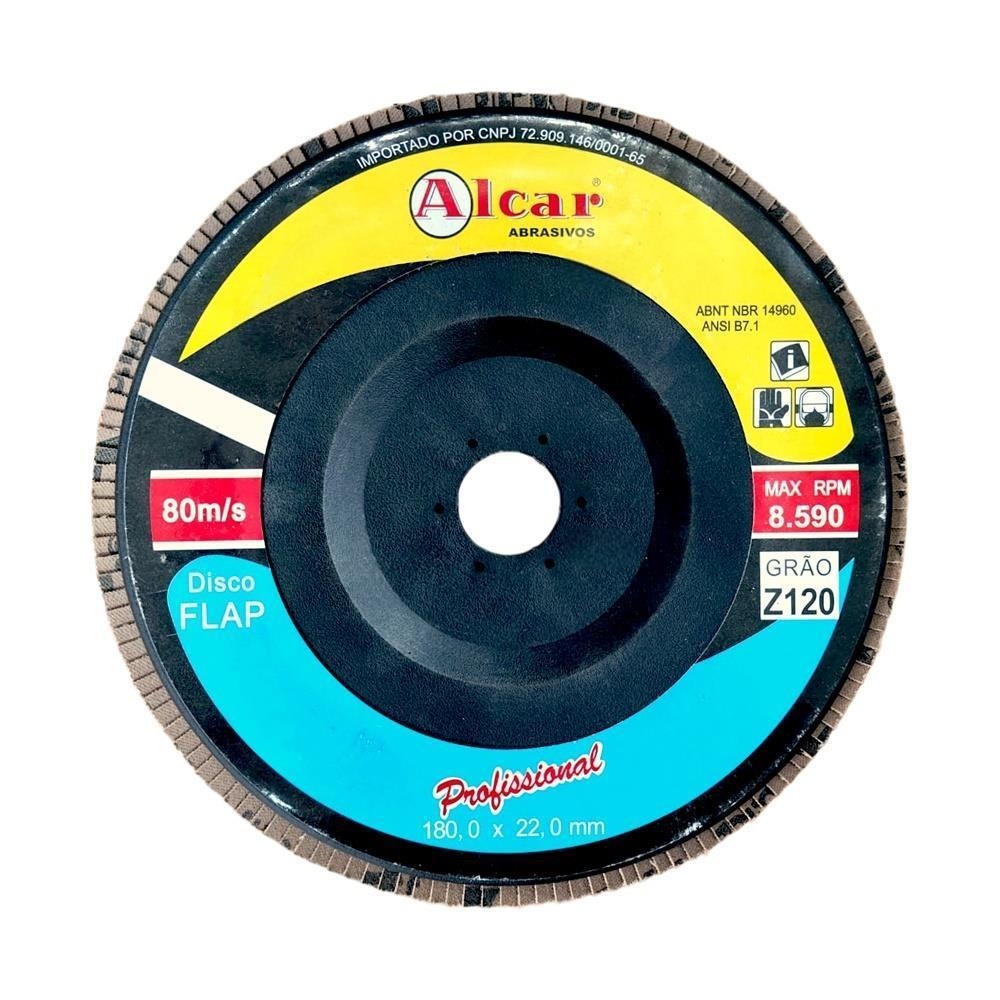 Disco lixa flap Nylon Zirconio Inox/Ferro 180mm 100 Alcar