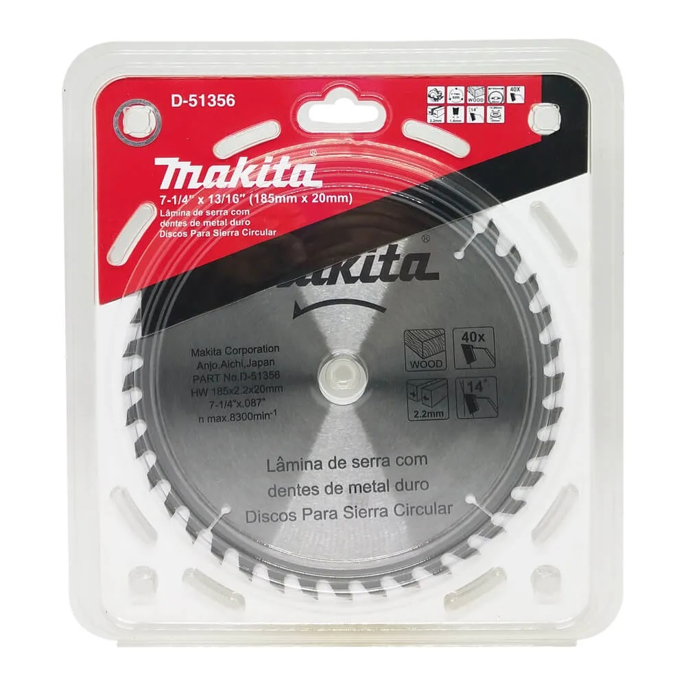 Disco Serra Madeira Widea 185mm 40 Dentes - Makita D-51356
