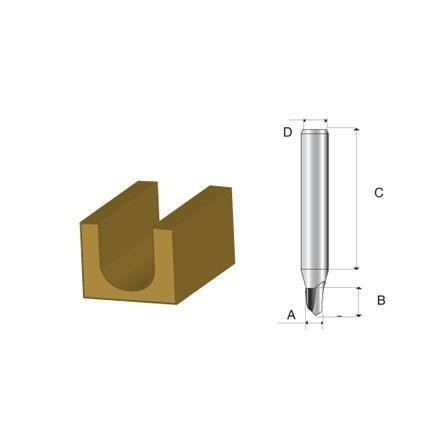 Fresa haste 1/4" Canal Redondo 3/16"-4,76mm - Makita D-01688