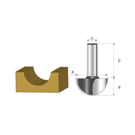 Fresa haste 1/4" ponta U 1/4"-6,35mm - Makita D-01719