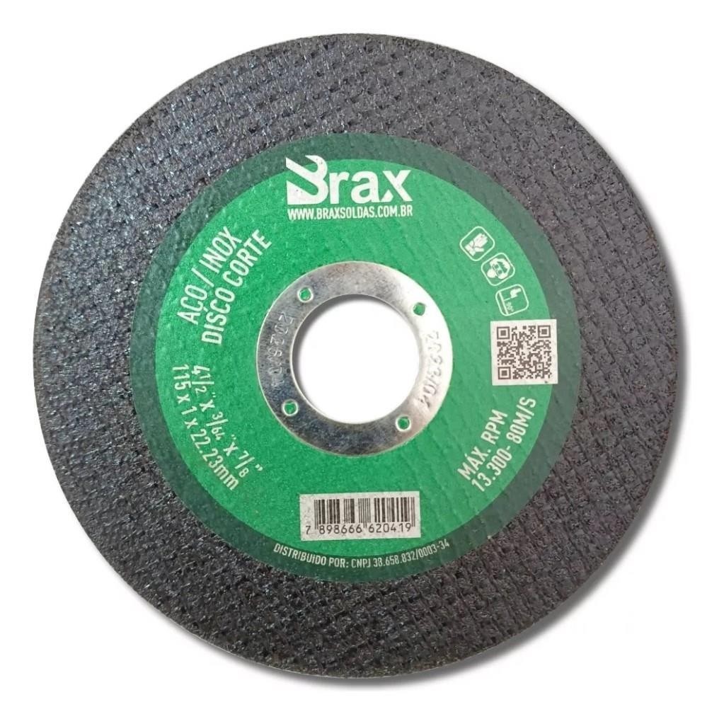 Disco Corte Inox 115mm Fino P/Esmerilhadeira 4.1/2" Brax