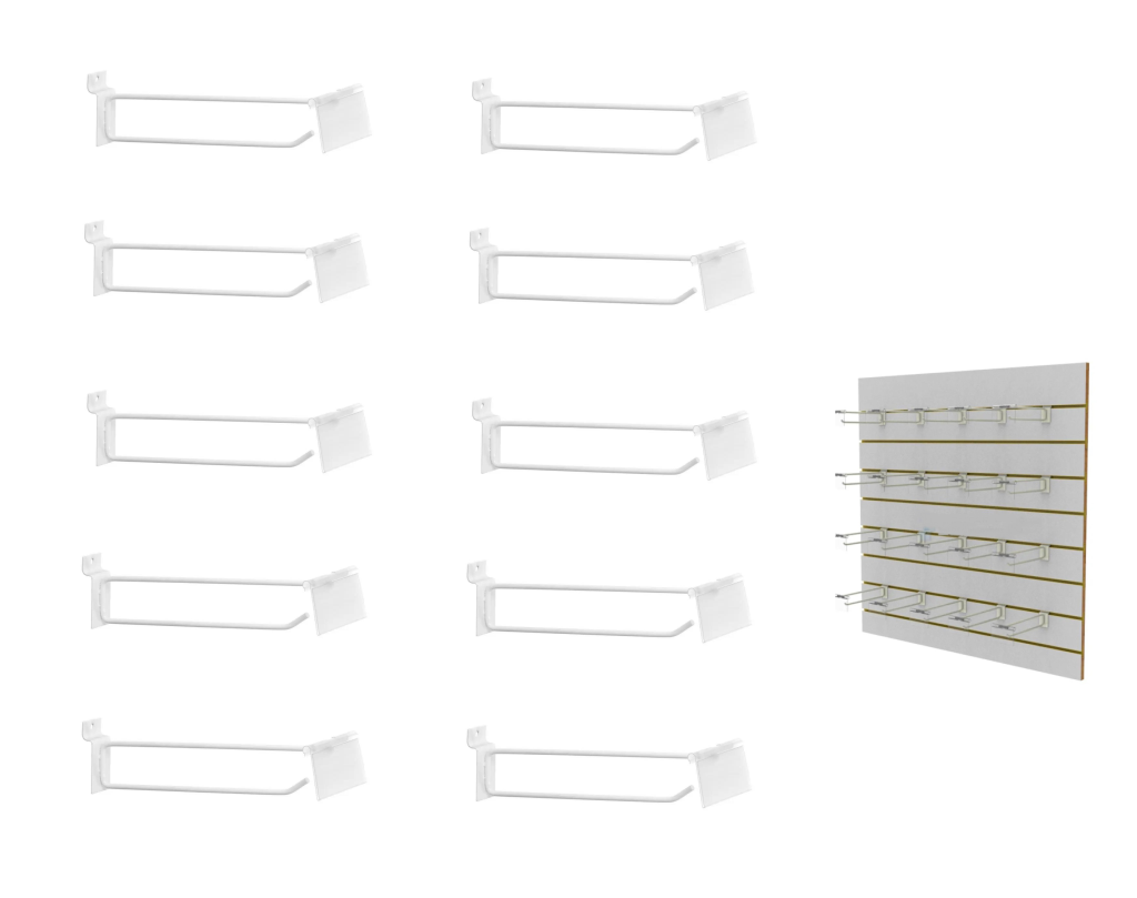 Kit 10 Gancho Painel Canaletado Porta Etiqueta 20cm MS 13549