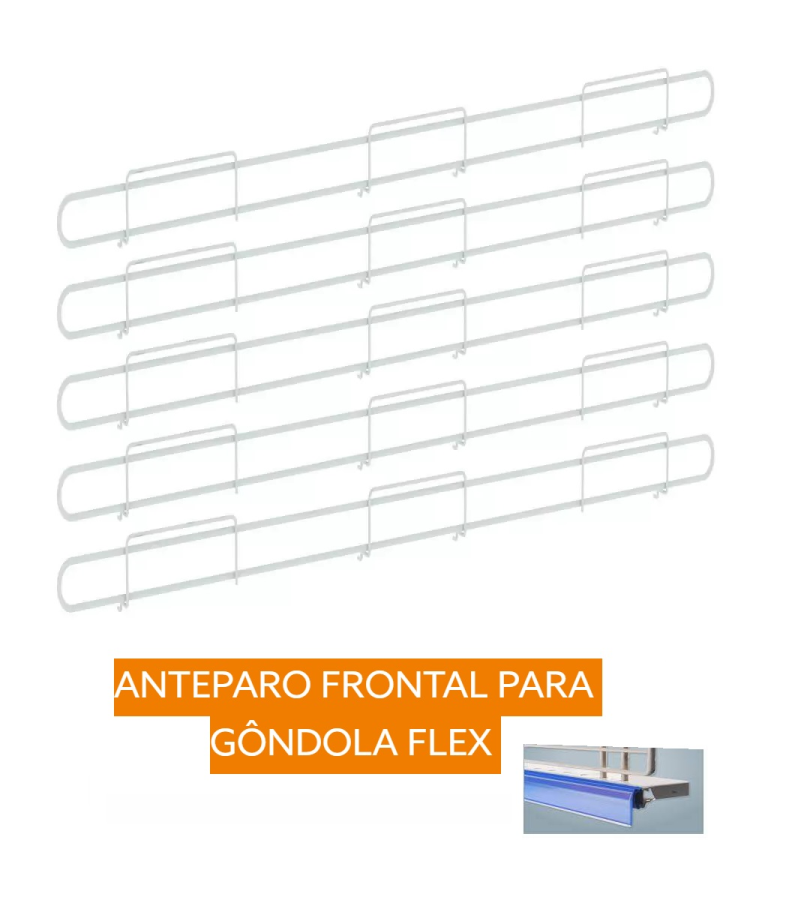 Kit C/5 Aparador Anteparo Frontal 78cm P/Gondola Flex Amapa
