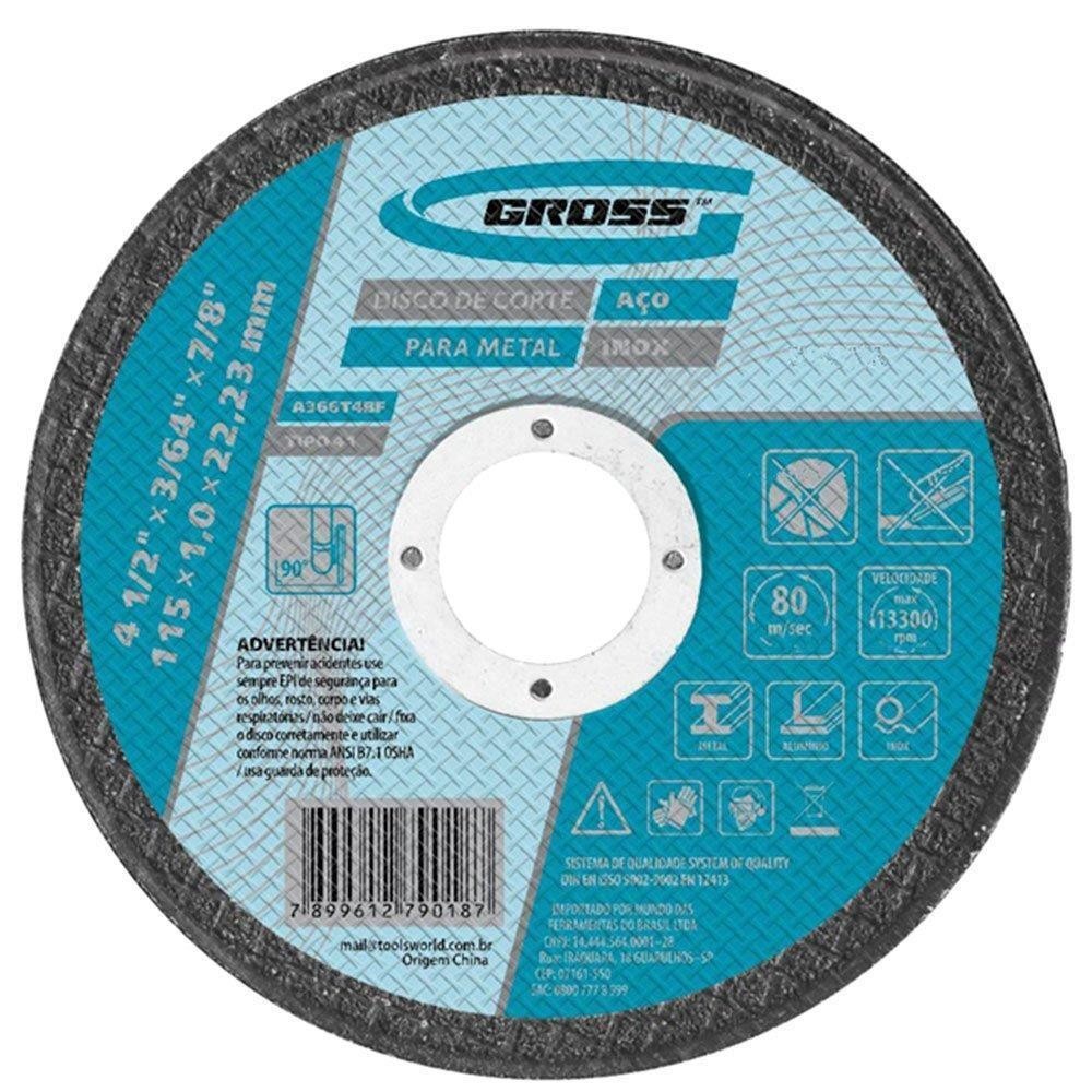 Disco Corte Inox 115mm Fino Esmerilhadeira 4.1/2" Gross 7436155