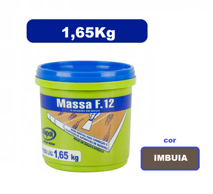 Massa Madeira Rejunte Reparo F12 1,6kg 1/4 IMBUIA Viapol