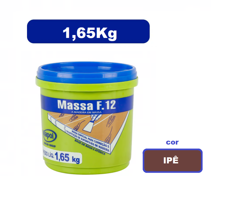 Massa Madeira Rejunte Reparo F12 1,6kg 1/4 IPÊ Viapol
