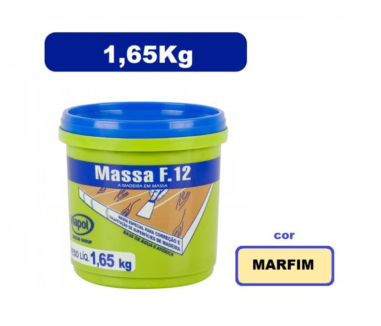 Massa Madeira Rejunte Reparo F12 1,6kg 1/4 MARFIM Viapol