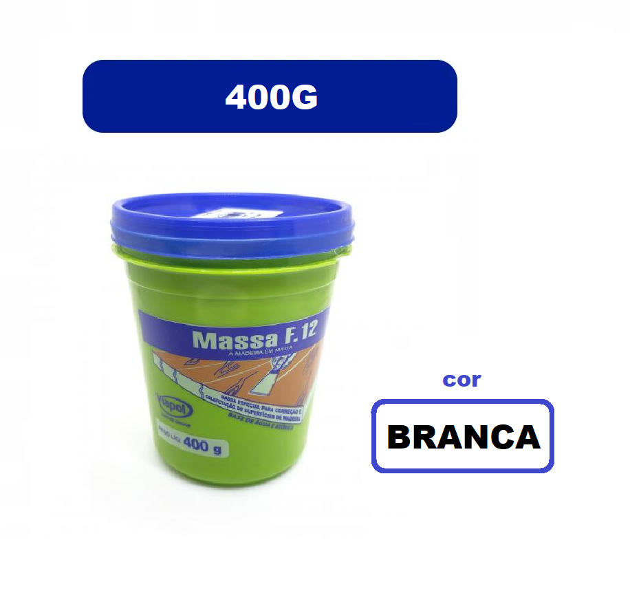Massa Madeira Rejunte Reparo F12 400G BRANCA Viapol
