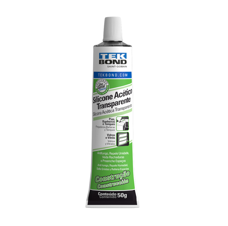 Silicone Acetico Transparente Blister Uso Geral 50g Tekbond