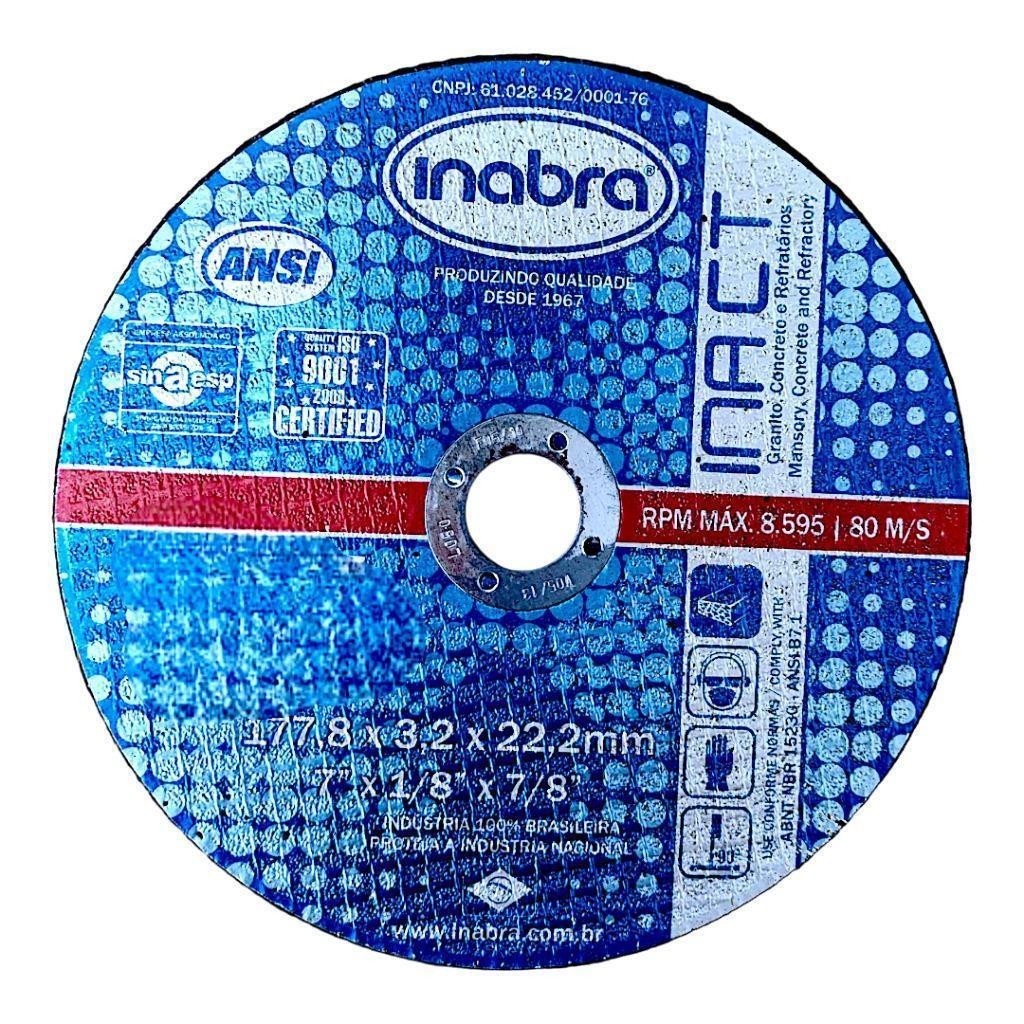 Disco Corte Refratario 180mm P/Esmerilhadeira 7" Inabra