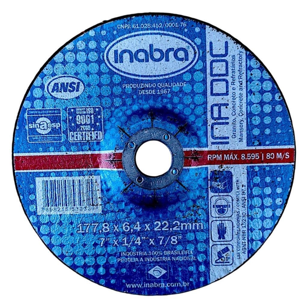Disco Desbaste Refratario 180mm Esmerilhadeira 7" Inabra