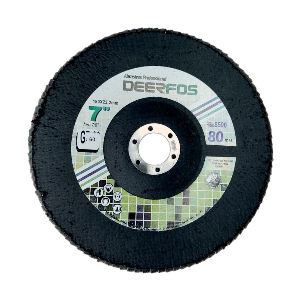 Disco lixa Fibra Flap Zirconio Inox/Ferro 180mm 60 Deerfos