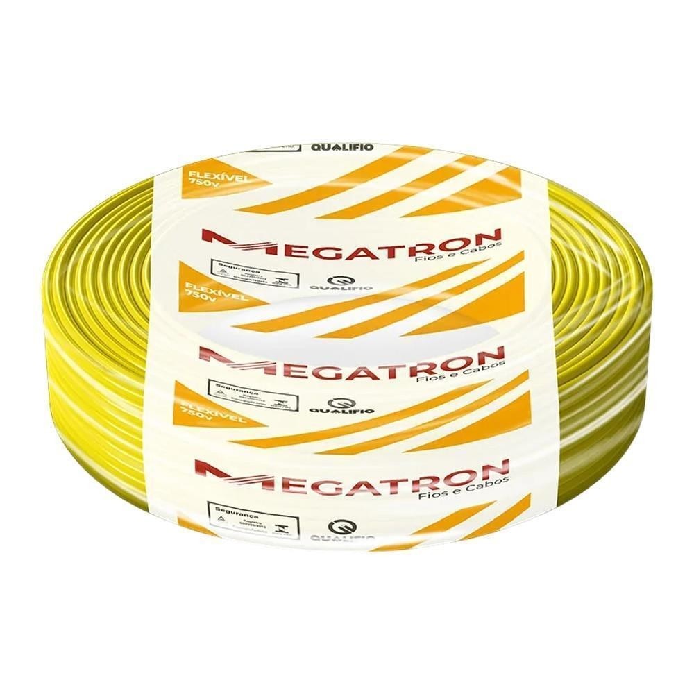Cabo Flexível 4,0mm Amarelo 100m Megatron Normatizado 750V