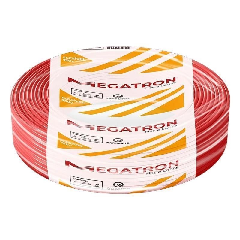 Cabo Flexível 1,0mm Vermelho 100m Megatron Normatizado 750V