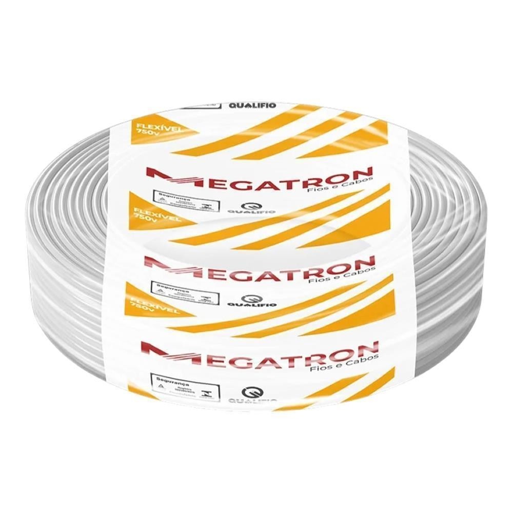 Cabo Flexível 0,5mm Branco 100m Megatron Normatizado 750V
